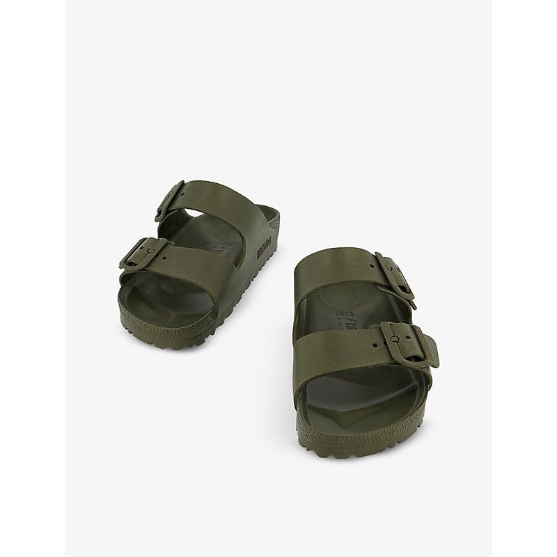 Shop Birkenstock Arizona Double-strap Faux-leather Sandals In Dark Khaki Eva