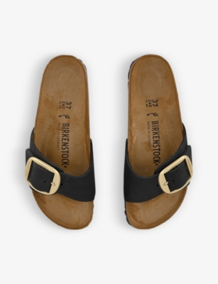 Birkenstock Brown Madrid Big Buckle Sandals In Black Nubuck