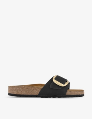 Birkenstock Brown Madrid Big Buckle Sandals In Black Nubuck