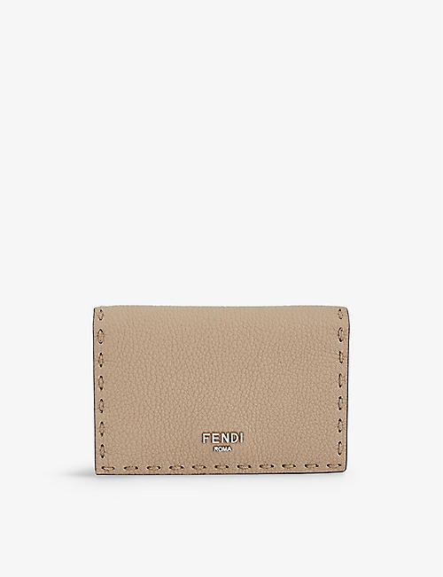FENDI: Brand-plaque leather card holder