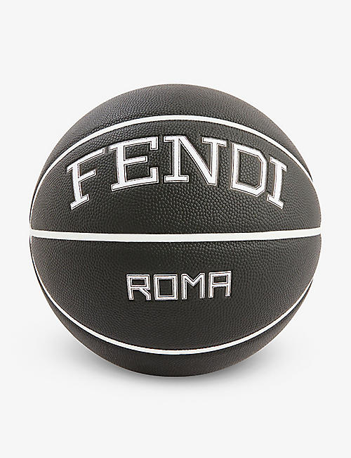 FENDI: Logo-print grain-texture leather basketball
