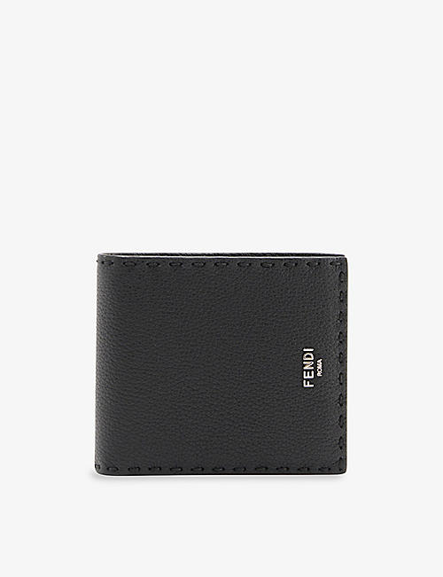 FENDI: Logo-embossed pebbled-leather billfold wallet