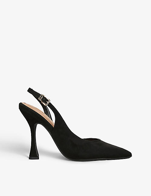 KG KURT GEIGER: Aria logo-badge faux-suede heeled sandals