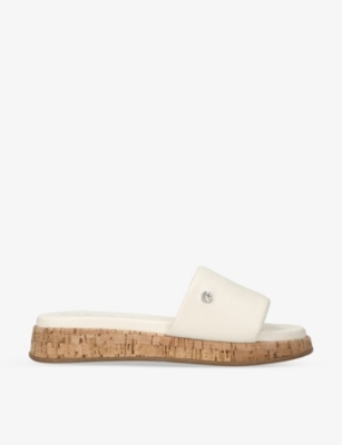 CARVELA: C-stud-embellished flat-sole faux-leather mules