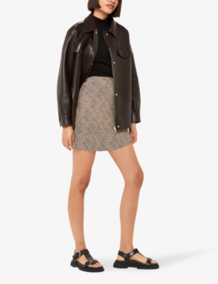 Shop Whistles Womens Multi-coloured Dashed Leopard-print Woven Mini Skirt