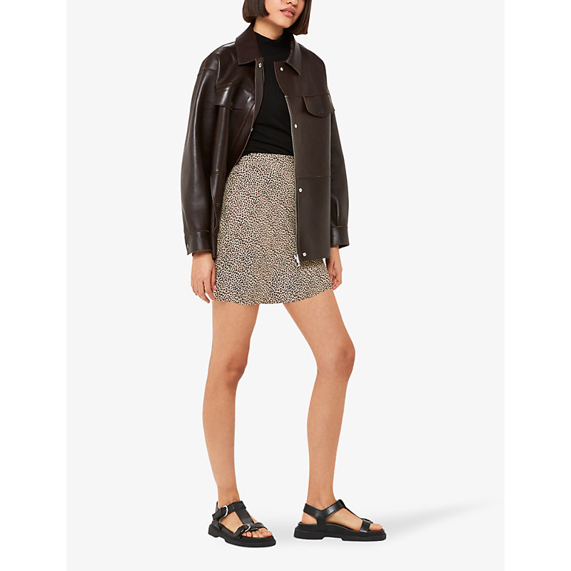 Shop Whistles Womens Multi-coloured Dashed Leopard-print Woven Mini Skirt