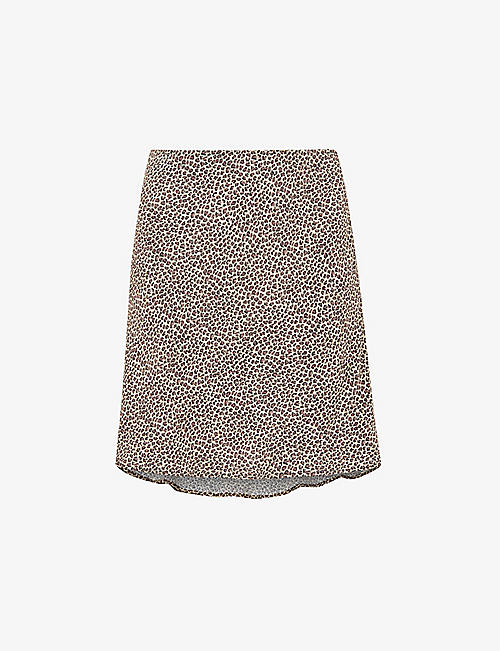 WHISTLES: Dashed leopard-print woven mini skirt