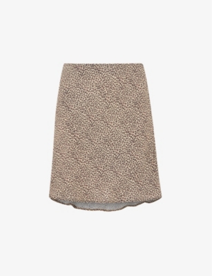 Shop Whistles Womens Multi-coloured Dashed Leopard-print Woven Mini Skirt