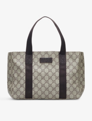 RESELFRIDGES: Pre-loved Gucci Supreme coated-canvas top-handle bag