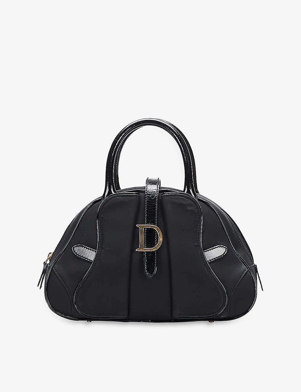 Reselfridges Womens Black Pre-loved Dior Double Dome Saddle Woven Top Handle Bag