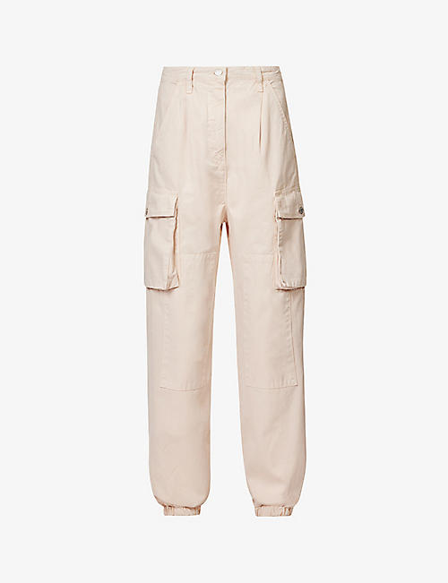 MOSCHINO: Patch-pocket tapered-leg mid-rise cotton cargo trousers