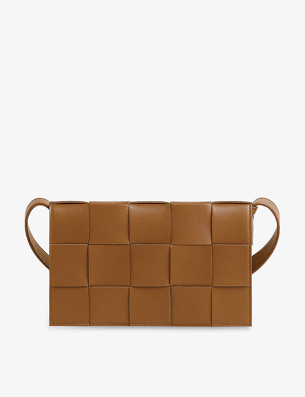 Bottega Veneta Womens Wood Cassette Leather Cross-body Bag