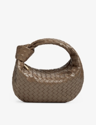 Bottega Veneta Teen Jodie Intrecciato Taupe Leather Top Handle Bag