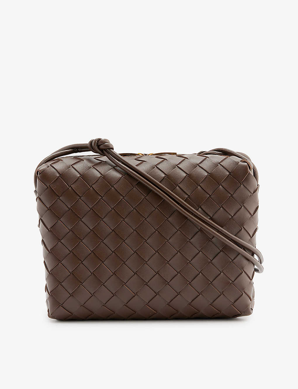 Bottega Veneta Loop Leather Cross-body Bag In Light Brown/gold