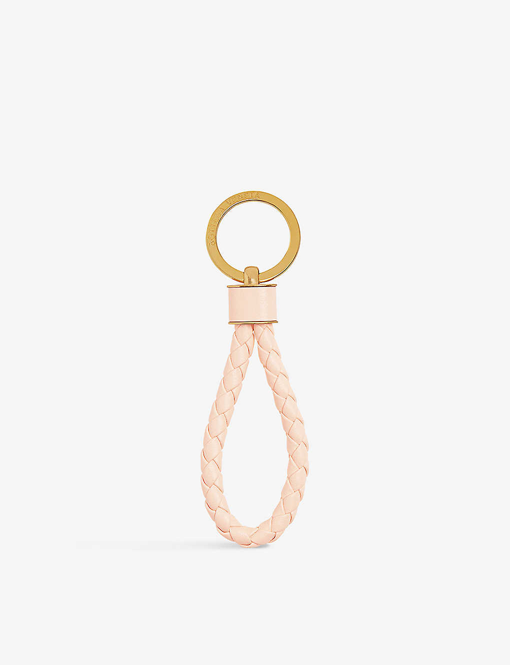 Bottega Veneta Womens Macaroon/gold Increcciato Braided Leather Keyring In Pink