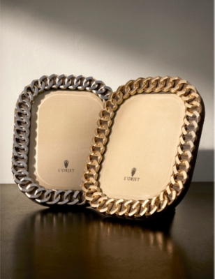 LOBJET: "Cuban link platinum-plated photo frame 5x7"""