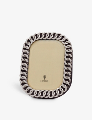 LOBJET: "Cuban link platinum-plated photo frame 5x7"""