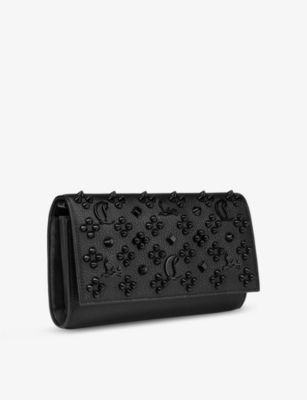 Shop Christian Louboutin Women's Black Paloma Leather Wallet-on-chain