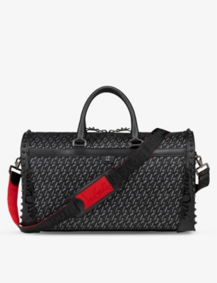 Shop Christian Louboutin Sneakender Studded Leather Duffle Bag In White