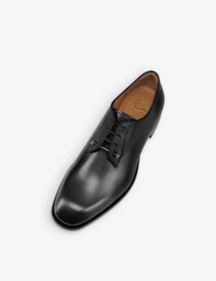 Christian Louboutin Mens Black Chambeliss Leather Derby Shoes Eur 41 / 7 Uk In Black