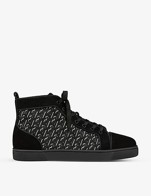 CHRISTIAN LOUBOUTIN: Louis Orlato suede and coated-canvas high-top trainers