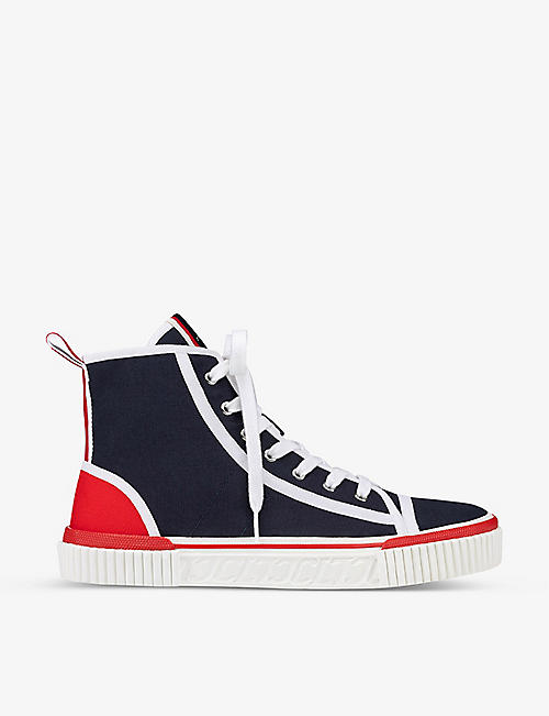 CHRISTIAN LOUBOUTIN: Pedro cotton-canvas high-top trainers