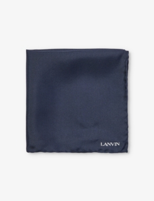 LANVIN: Brand-print brand-tab silk pocket square