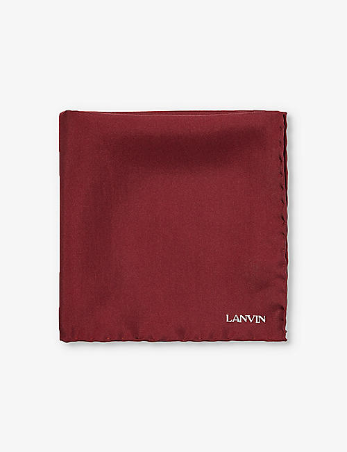 LANVIN: Brand-print brand-tab silk pocket square