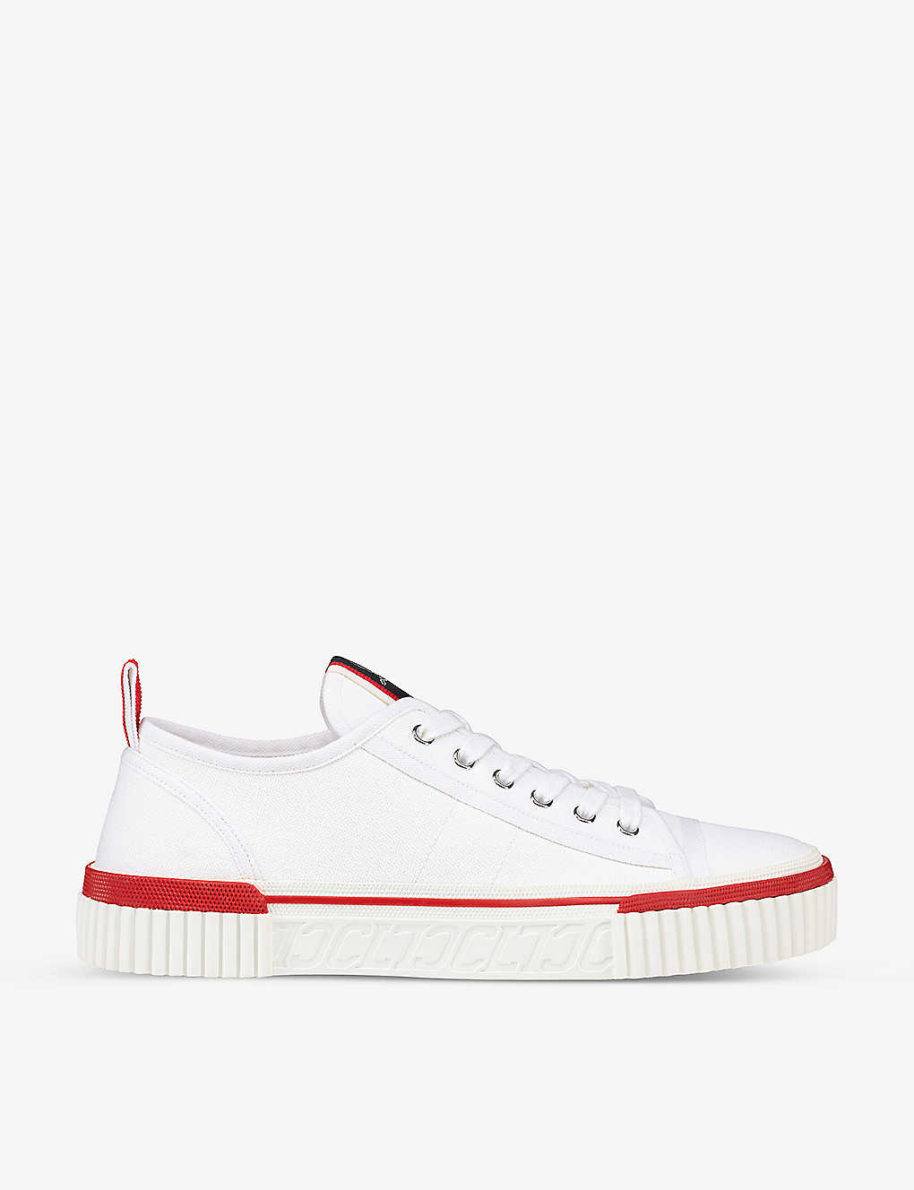 Shop Christian Louboutin Pedro Junior Cotton-canvas Low-top Trainers In White