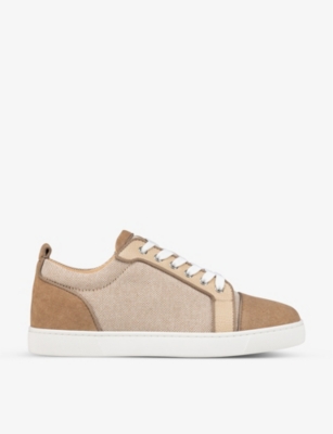CHRISTIAN LOUBOUTIN CHRISTIAN LOUBOUTIN MEN'S ROCA LOUIS JUNIOR ORLATO SUEDE AND COTTON LOW-TOP TRAINERS,67490876