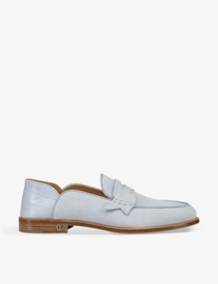 Christian Louboutin Men's Penny No Back Suede Penny Loafers In Paseo