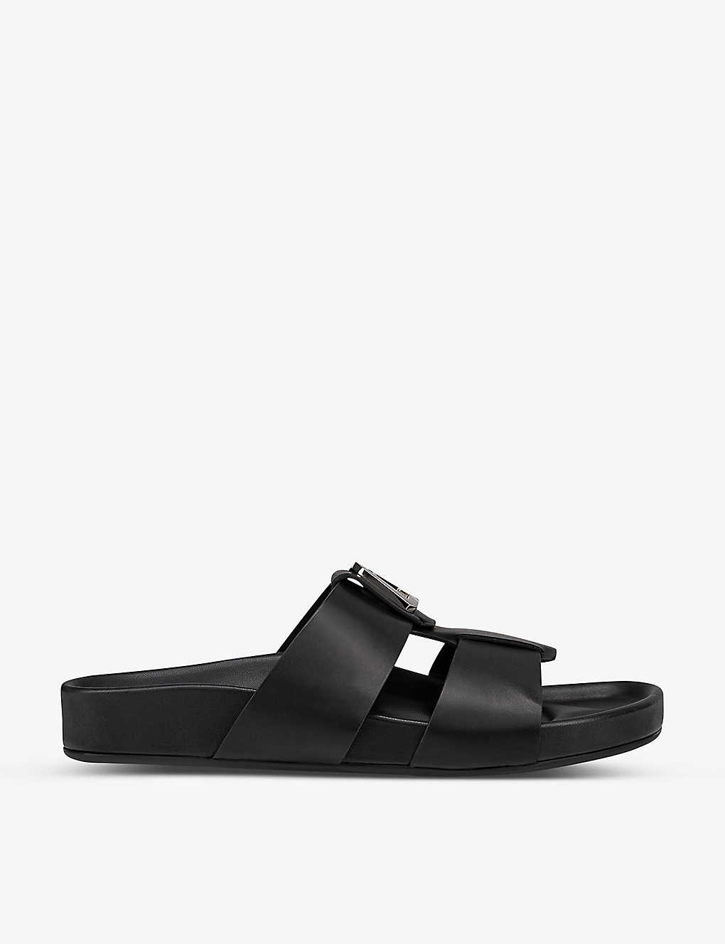 Shop Christian Louboutin Dhabubizz Monogram-embellished Moulded Leather Sandals In Black