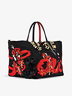 CHRISTIAN LOUBOUTIN: Flamencaba embroidered spike-embellished leather and cotton tote bag