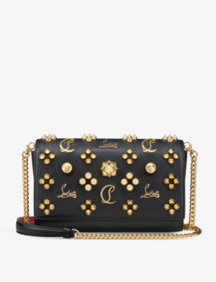 CHRISTIAN LOUBOUTIN Paloma Embellished Leather Chain Clutch Bag Black