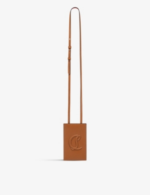 Shop Christian Louboutin Womens Cuoio By My Side Logo-embossed Leather Phone Pouch