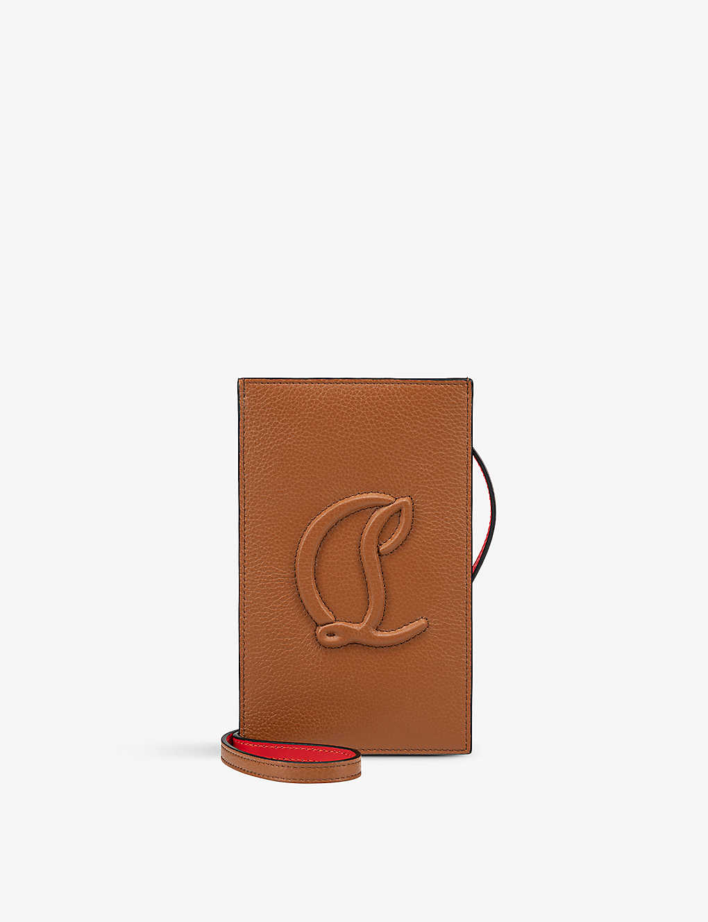 Shop Christian Louboutin Womens Cuoio By My Side Logo-embossed Leather Phone Pouch