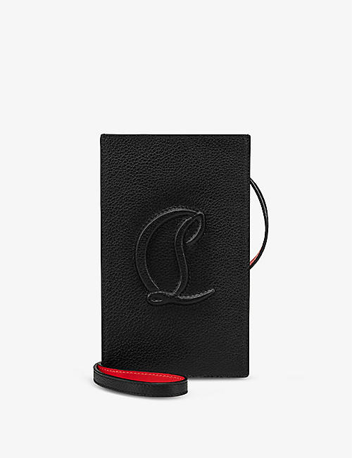 CHRISTIAN LOUBOUTIN: By My Side logo-embossed grained-leather phone pouch