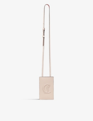 Shop Christian Louboutin By My Side Logo-embossed Leather Phone Pouch In Leche