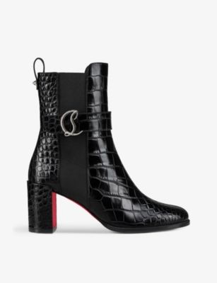 Christian Louboutin Cl Chelsea Booty Leather Boots 70 In Black