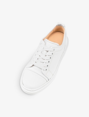 Shop Christian Louboutin Women's Bianco Adolon Faux-leather Low-top Trainers In White