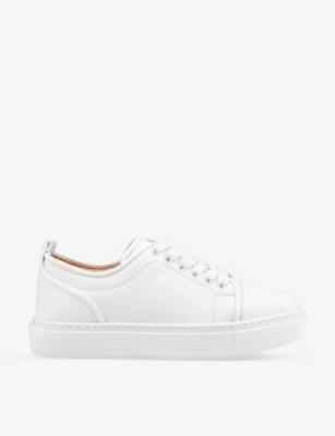 Shop Christian Louboutin Womens Bianco Adolon Faux-leather Low-top Trainers In White
