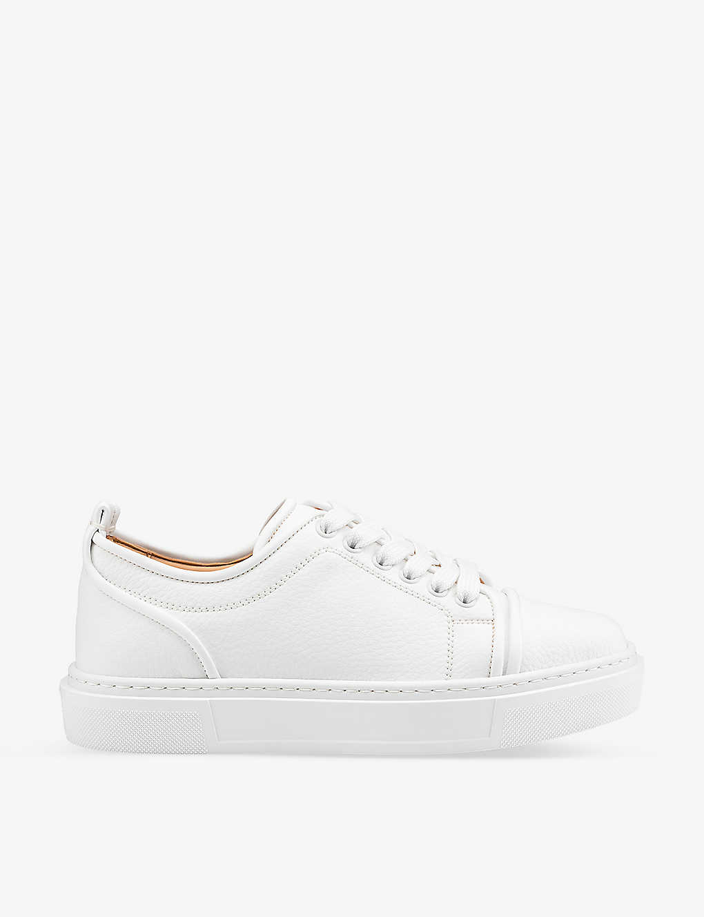 Shop Christian Louboutin Women's Bianco Adolon Faux-leather Low-top Trainers In White