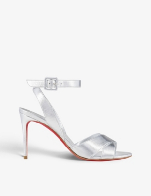 CHRISTIAN LOUBOUTIN CHRISTIAN LOUBOUTIN WOMEN'S SILVER MARIZA 85 METALLIC-LEATHER HEELED SANDALS,67502258