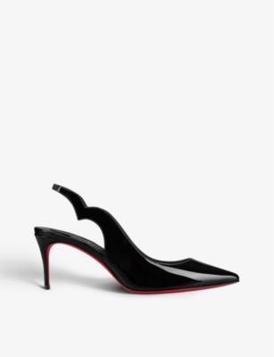 Shop Christian Louboutin Womens Black Hot Chick 70 Patent-leather Slingback Pumps