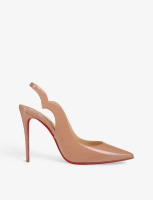 Shop Christian Louboutin Women's Nude Hot Chick 100 Patent-leather Slingback Courts