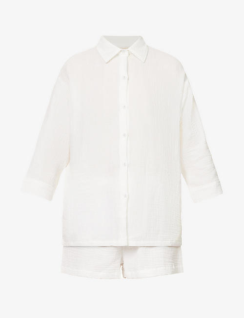 THE NAP CO: Crinkle seersucker cotton pyjama set