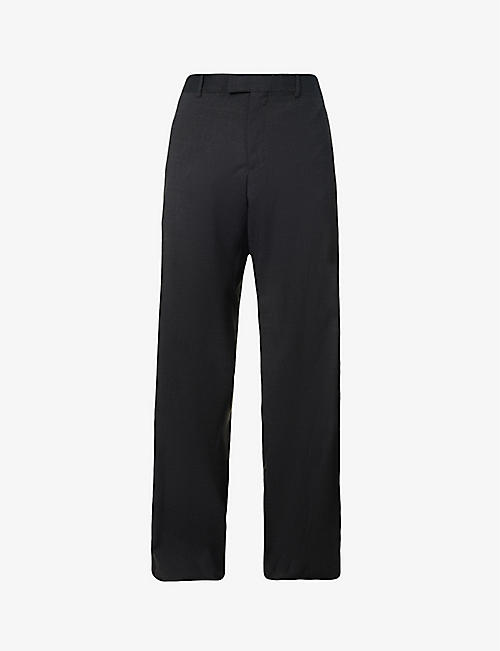 RAF SIMONS: Pressed-crease straight-leg relaxed-fit stretch-wool trousers