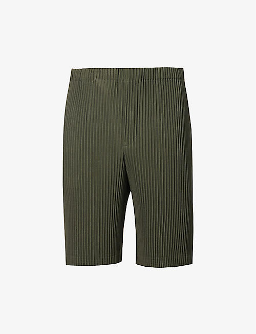 HOMME PLISSE ISSEY MIYAKE: Pleated dropped-crotch regular-fit knitted shorts