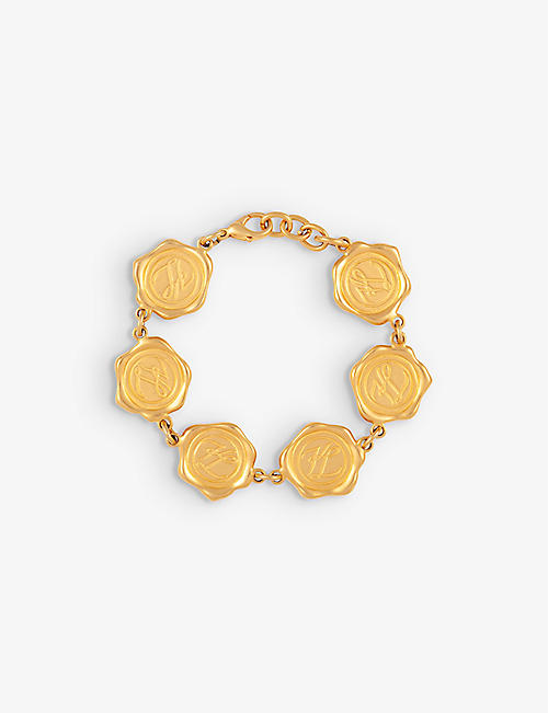 SUSAN CAPLAN: Pre-loved Karl Lagerfeld 24ct yellow gold-plated metal medallion bracelet