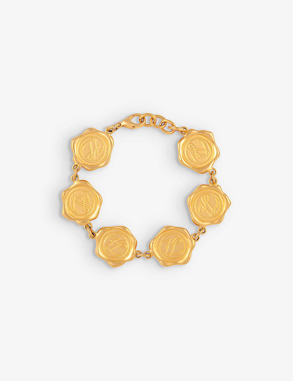 Susan Caplan Womens Gold Pre-loved Karl Lagerfeld 24ct Yellow Gold-plated Metal Medallion Bracelet